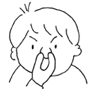 鼻を押さえる